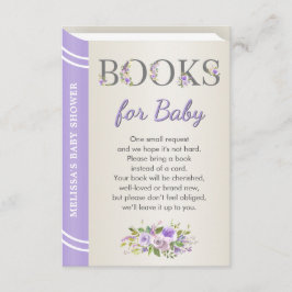 Lavendel Bibliotheek Baby shower Sprinkle Boekaanv Informatiekaartje