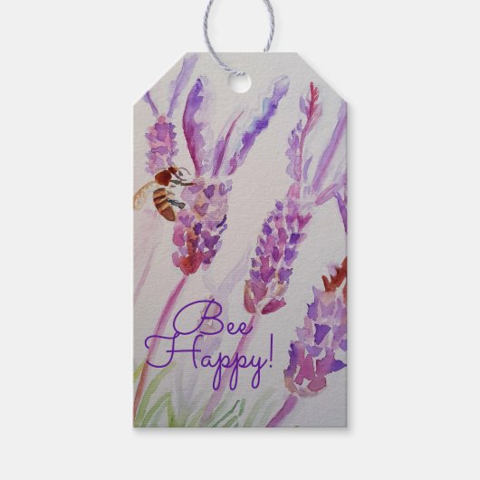 Lavendel bij Happy Herb Waterverf Flower Cadeaulabel (Voorkant)