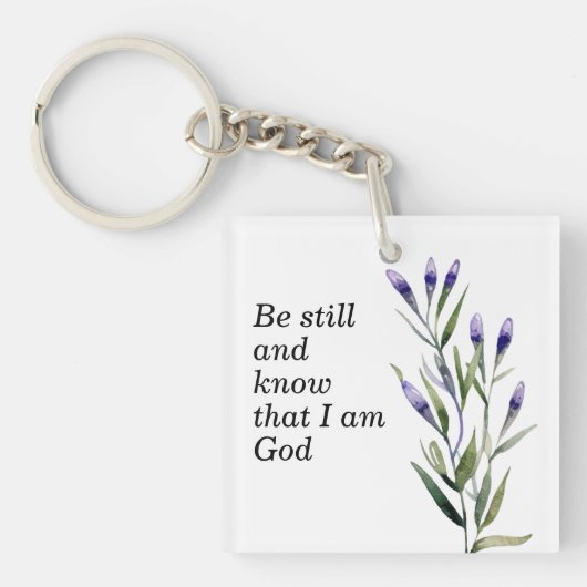 Lavendel Bijbelvers Christelijke bruiloft gast gun Sleutelhanger (Voorkant)