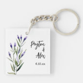 Lavendel Bijbelvers Christelijke bruiloft gast gun Sleutelhanger (Achterkant)