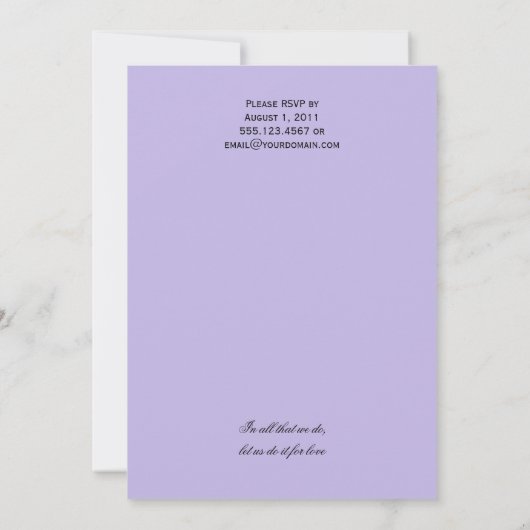 Lavendel Black Damask Post Huwelijksfeest Kaart (Achterkant)