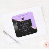 Lavendel Black Wavy Roos Gold Hearts Product Label (Envelop)