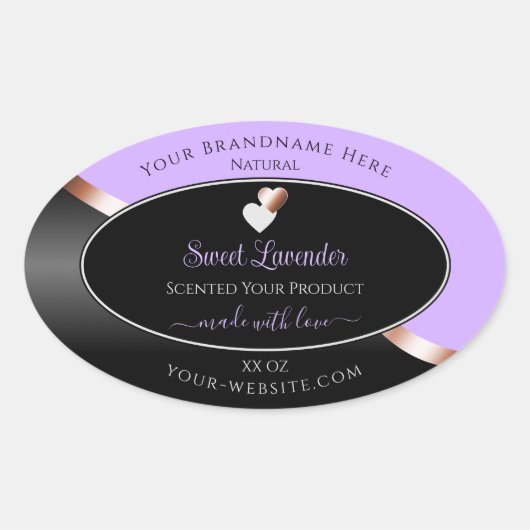 Lavendel Black Wavy Roos Gold Hearts Product Label (Voorkant)