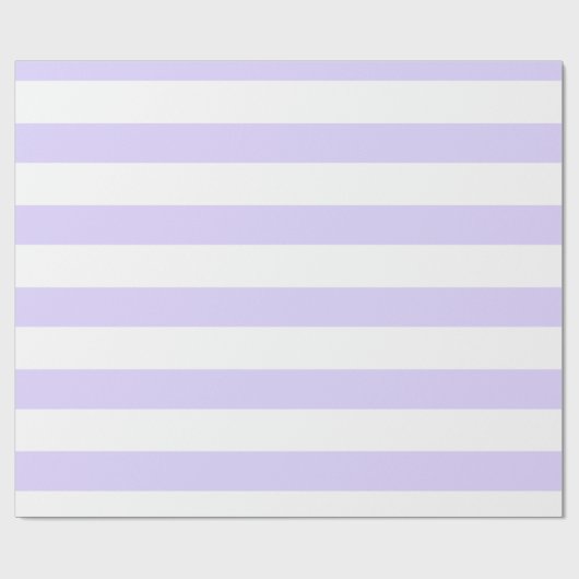 Lavendel Blauw en Wit Breed Horizontaal Gestreept Cadeaupapier (Vlak)