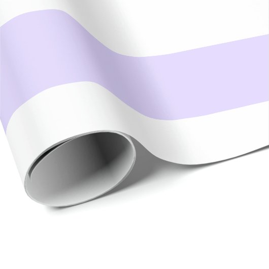 Lavendel Blauw en Wit Breed Horizontaal Gestreept Cadeaupapier (Rol Hoek)