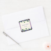  Lavendel, Blauw en Zilveren Bloemen Bruiloft Vierkante Sticker (Envelop)
