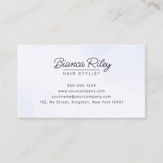 Lavendel Blauw Goud Glitter Agaat Haarstylist Salo Visitekaartje (Voorkant)