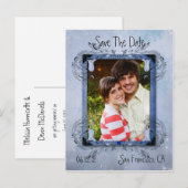 Lavendel Blauw  Grunge Bloemen Foto Opslaan De Aankondigingskaart (Voorkant / Achterkant)