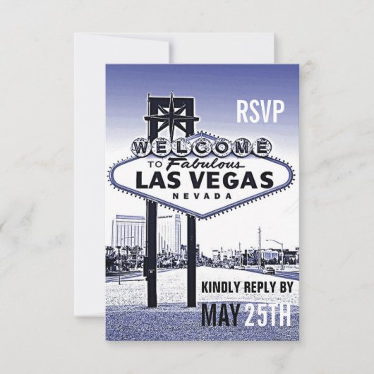 Lavendel Blauw Las Vegas Bruiloft RSVP (Voorkant)