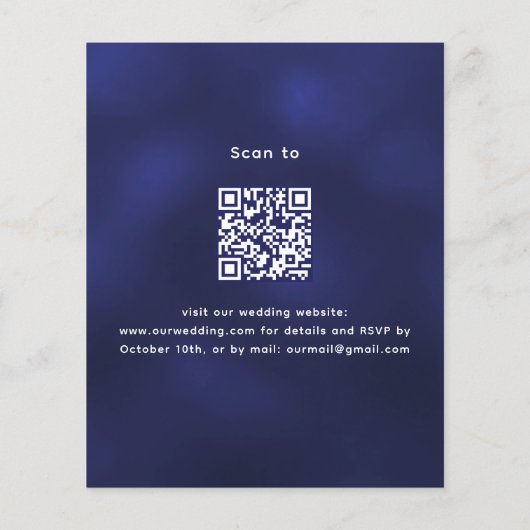 Lavendel blauw QR RSVP budget bruiloft uitnodiging (Achterkant)