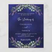 Lavendel blauw QR RSVP budget bruiloft uitnodiging (Voorkant)