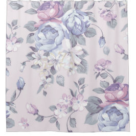 lavendel, blauw, rozen, land, shabby, chic, Victor Douchegordijn