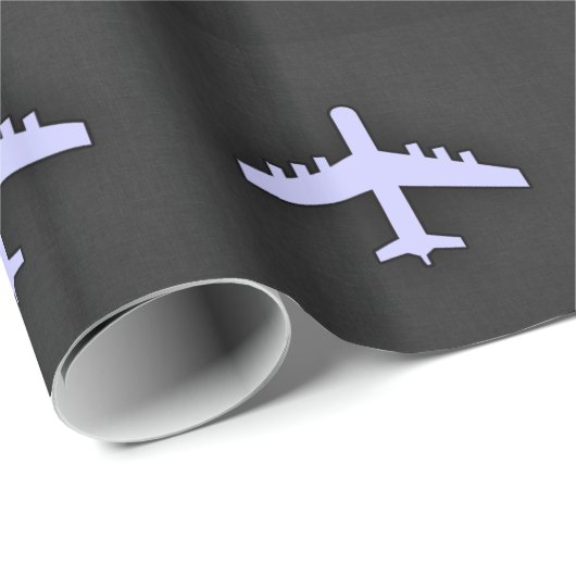 Lavendel blauw vliegtuig cadeaupapier (Rol Hoek)
