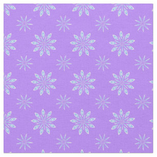 Lavendel Blauw Witte Ster Sneeuwvlok Patroon Stof
