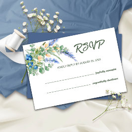 Lavendel Blauwbessen Rustieke Trouwkaart RSVP Kaartje