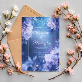 Lavendel Blauwe Bloemige Sterrennevel Elegant Kaart