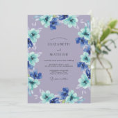 Lavendel Blauwe Bloemige Whimsy Bruiloft Kaart (Staand voorkant)