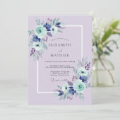 Lavendel Blauwe Bloesem Bruiloft Kaart (Staand voorkant)