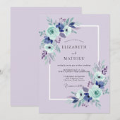 Lavendel Blauwe Bloesem Bruiloft Kaart (Voorkant / Achterkant)