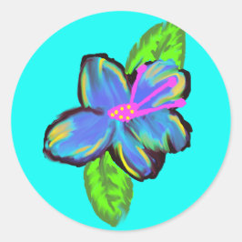 Lavendel Blauwe en Gele Bloem Ronde Sticker