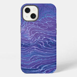 Lavendel Blauwe Kant Marmer Acryl Abstractie iPhone 13 Hoesje