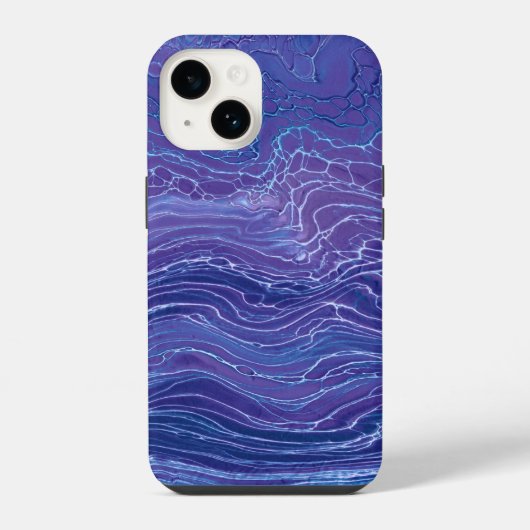 Lavendel Blauwe Kant Marmer Acryl Abstractie iPhone Hoesje (Achterkant)