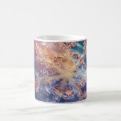 Lavendel/Blauwe Kerst Sneeuwvlok Digitale Kunst Koffiemok (Center)