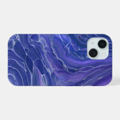 Lavendel Blauwe Marmer Acryl Abstract iPhone 15 Case (Achterkant horizontaal)