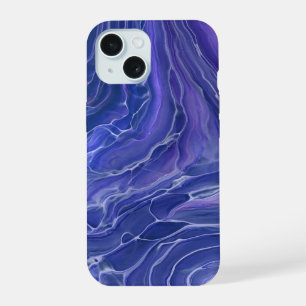 Lavendel Blauwe Marmer Acryl Abstract iPhone 15 Case