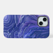 Lavendel Blauwe Marmer Acryl Abstract iPhone 15 Case (Achterkant horizontaal)