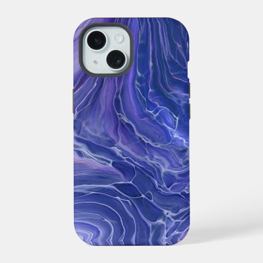 Lavendel Blauwe Marmer Acryl Abstract iPhone 15 Case (Achterkant)