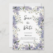 Lavendel blauwe munt zomerbloem Save the Date Kaart (Voorkant)