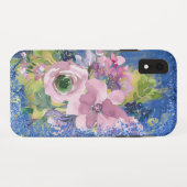Lavendel Blauwe Waterverf Bloemenglitter Case-Mate iPhone Case (Achterkant (horizontaal))