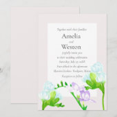 Lavendel Blauwe Waterverf Freesia Bloemen Bruiloft Kaart (Voorkant / Achterkant)