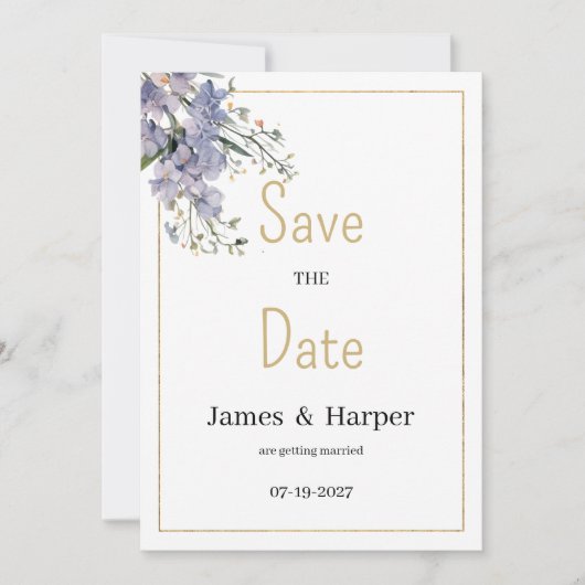 Lavendel blauwe zomer wilde bloem Save the Date Kaart (Voorkant)