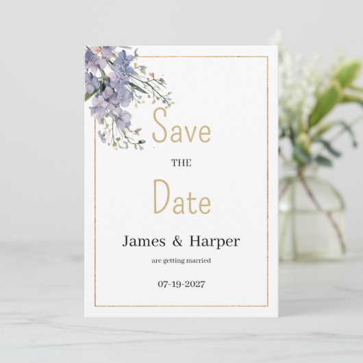 Lavendel blauwe zomer wilde bloem Save the Date Kaart (Staand voorkant)