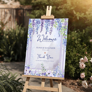 Lavendel Blauweregen Bloemboog Huwelijks Welkom Poster