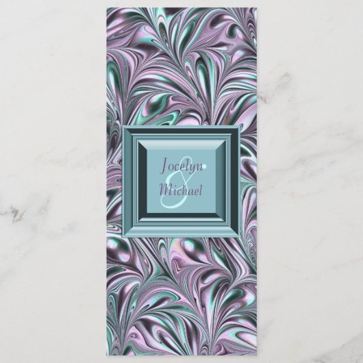 Lavendel Blauwgroen Blauw Trouwprogramma Programmakaart (Voorkant)