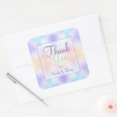 Lavendel Blauwgroen Gele Meloen Dank u Vierkante Sticker (Envelop)