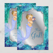 Lavendel Blauwgroen onder het Zee Zeemeermin Baby  Kaart (Voorkant / Achterkant)