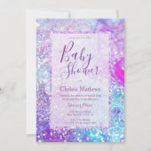 Lavendel blauwgroen paarse marmeren glitter Baby s Kaart (Voorkant)
