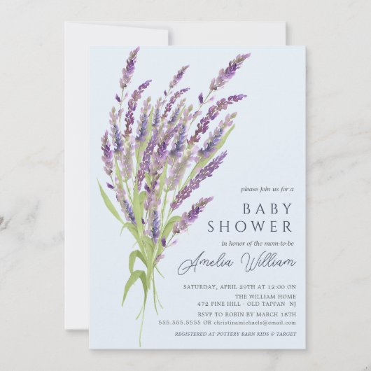 Lavendel Bliss Baby Shower Uitnodiging (Voorkant)