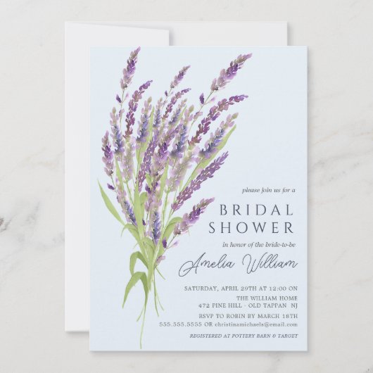 Lavendel Bliss Bridal Shower Uitnodiging (Voorkant)