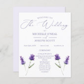 Lavendel Bliss Elegant Waterverf Trouwprogramma (Voorkant / Achterkant)