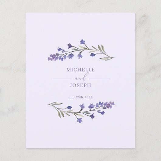 Lavendel Bliss Elegant Waterverf Trouwprogramma (Achterkant)