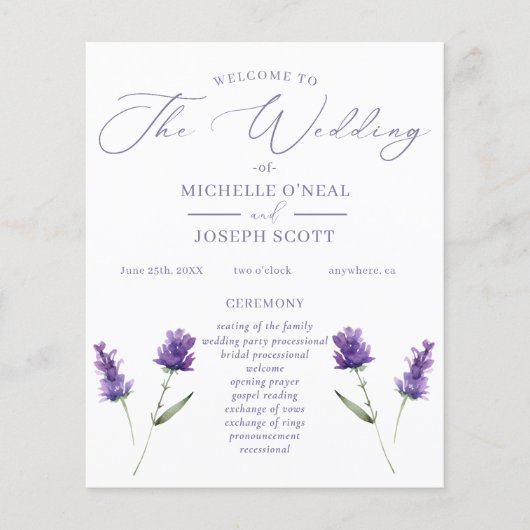 Lavendel Bliss Elegant Waterverf Trouwprogramma (Voorkant)