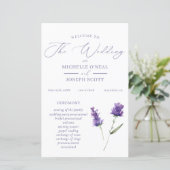 Lavendel Bliss Elegant Waterverf Trouwprogramma (Staand voorkant)
