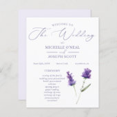 Lavendel Bliss Elegant Waterverf Trouwprogramma (Voorkant / Achterkant)