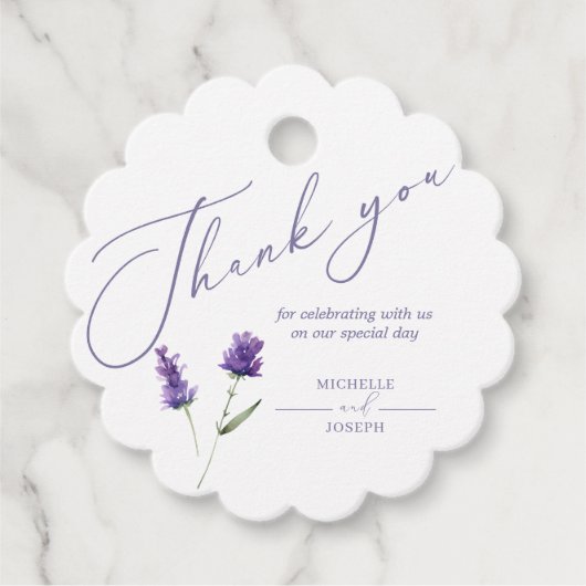 Lavendel Bliss Elegante Waterverf Bedankjes Labels (Voorkant)