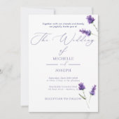 Lavendel Bliss Elegante Waterverf bruiloft Aankondiging (Voorkant)